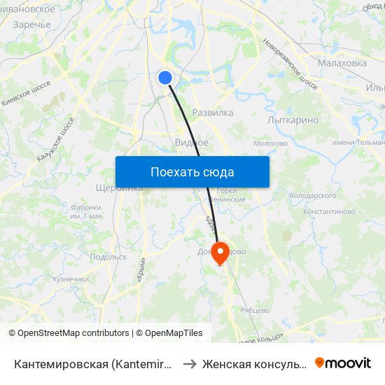 Кантемировская (Kantemirovskaya) to Женская консультация map