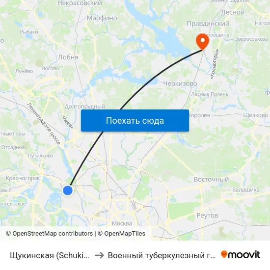 Щукинская (Schukinskaya) to Военный туберкулезный госпиталь map