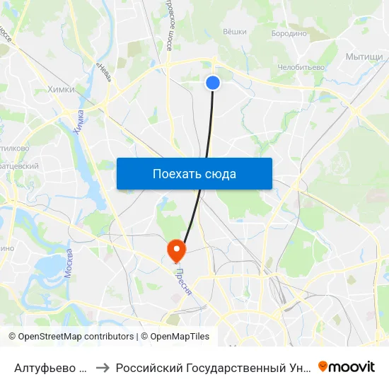 Алтуфьево (Altufyevo) to Российский Государственный Университет Правосудия map