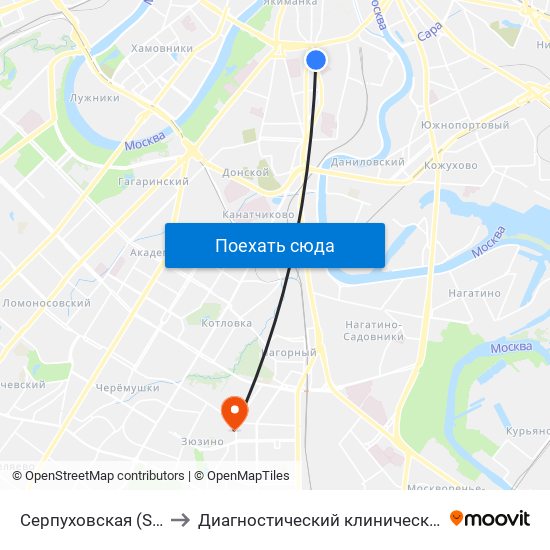 Серпуховская (Serpukhovskaya) to Диагностический клинический центр №1 филиал №3 map
