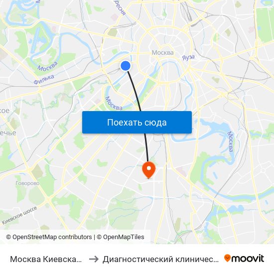 Москва Киевская (Kievsky Station) to Диагностический клинический центр №1 филиал №3 map