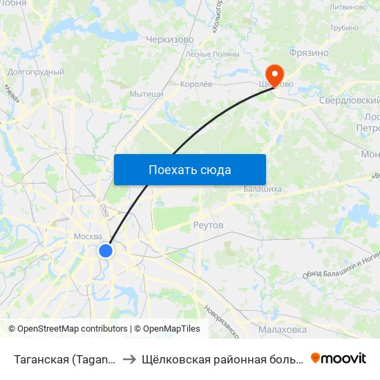 Таганская (Taganskaya) to Щёлковская районная больница №2 map