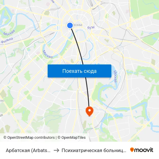 Арбатская (Arbatskaya) to Психиатрическая больница № 14 map