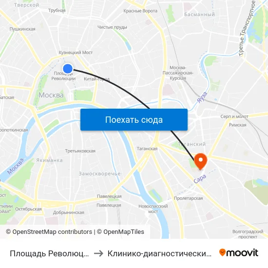 Площадь Революции (Ploschad Revolyutsii) to Клинико-диагностический центр ФКЦ ВМТ ФМБА России map