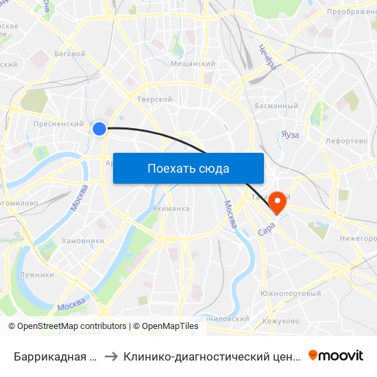Баррикадная (Barrikadnaya) to Клинико-диагностический центр ФКЦ ВМТ ФМБА России map