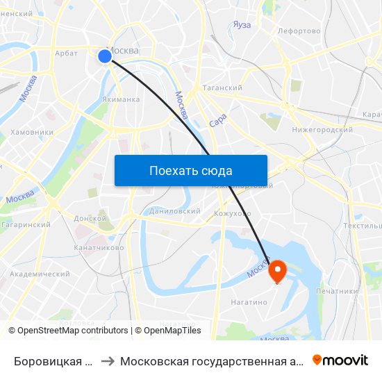 Боровицкая (Borovitskaya) to Московская государственная академия водного транспорта map