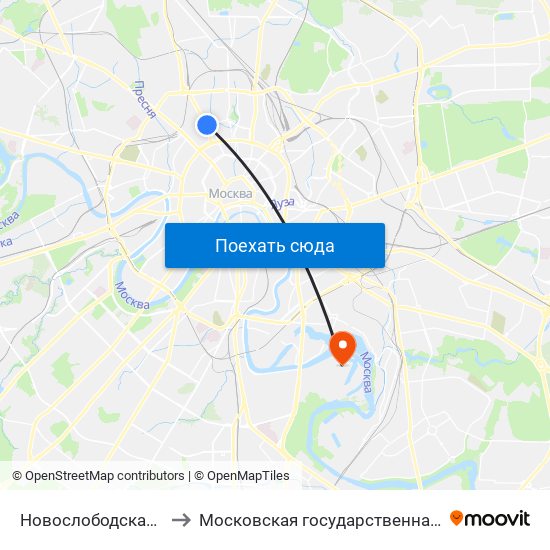 Новослободская (Novoslobodskaya) to Московская государственная академия водного транспорта map