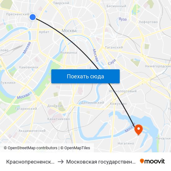 Краснопресненская (Krasnopresnenskaya) to Московская государственная академия водного транспорта map