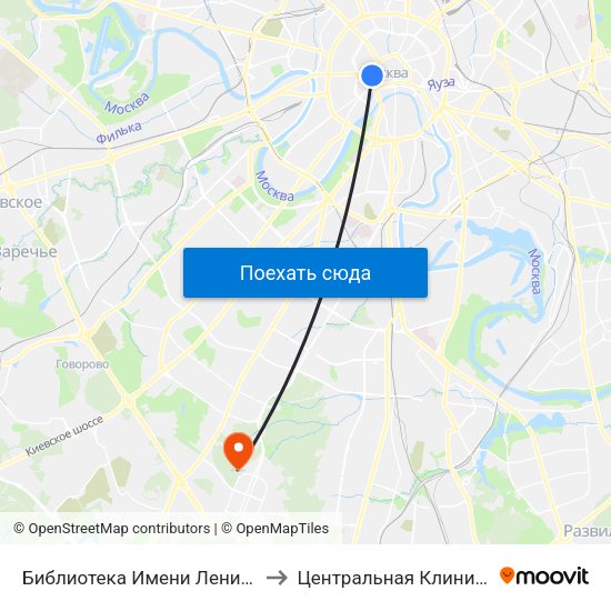 Библиотека Имени Ленина (Biblioteka Imeni Lenina) to Центральная Клиническая Больница РАН map