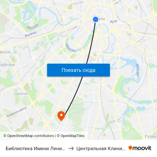 Библиотека Имени Ленина (Biblioteka Imeni Lenina) to Центральная Клиническая Больница РАН map