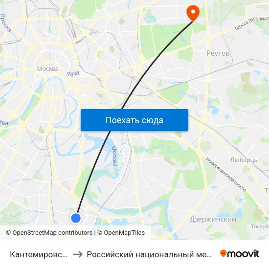 Кантемировская (Kantemirovskaya) to Российский национальный медико-хирургический центр им. Н.И. Пирогова map