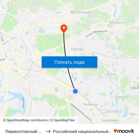 Лермонтовский Проспект (Lermontovsky Prospekt) to Российский национальный медико-хирургический центр им. Н.И. Пирогова map