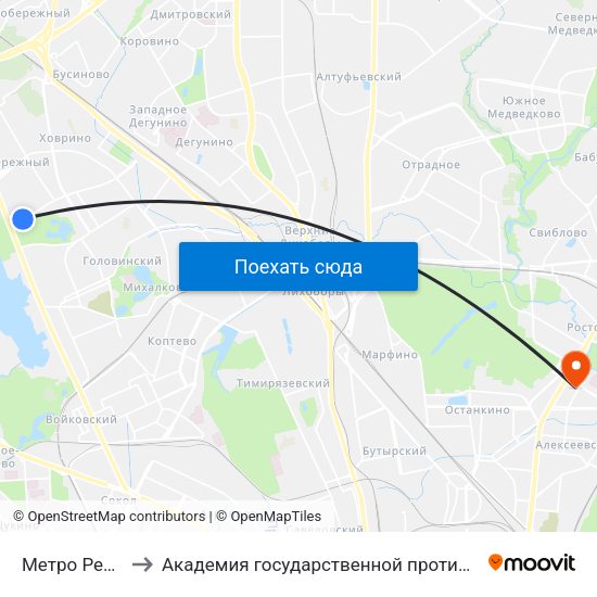Метро Речной вокзал to Академия государственной противопожарной службы МЧС России map