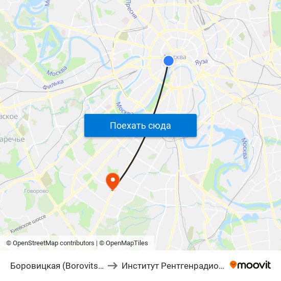 Боровицкая (Borovitskaya) to Институт Рентгенрадиологии map