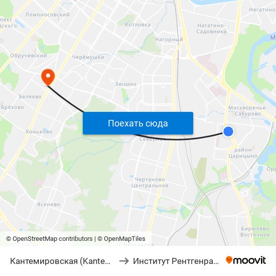 Кантемировская (Kantemirovskaya) to Институт Рентгенрадиологии map