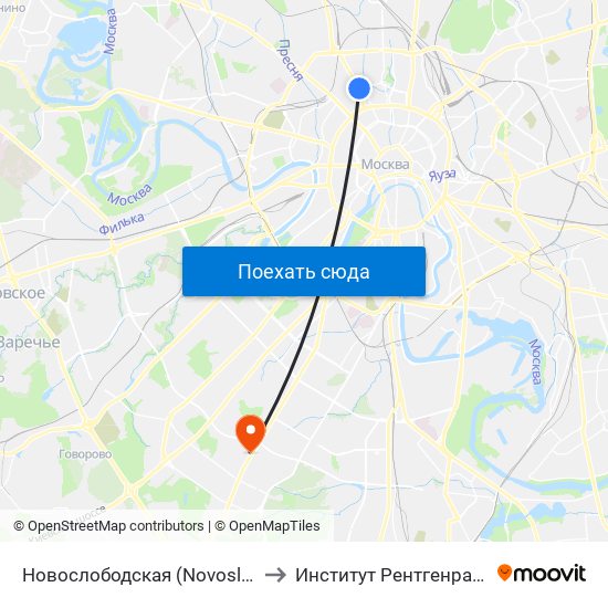 Новослободская (Novoslobodskaya) to Институт Рентгенрадиологии map