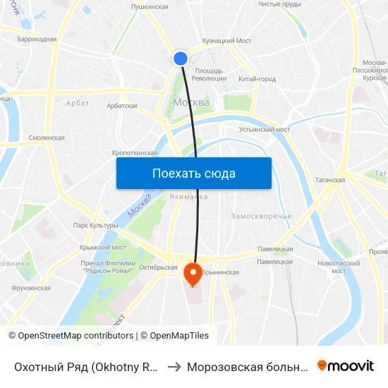 Охотный Ряд (Okhotny Ryad) to Морозовская больница map