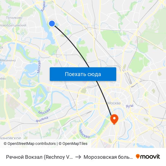 Речной Вокзал (Rechnoy Vokzal) to Морозовская больница map