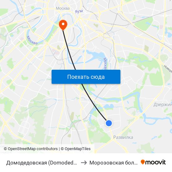 Домодедовская (Domodedovskaya) to Морозовская больница map