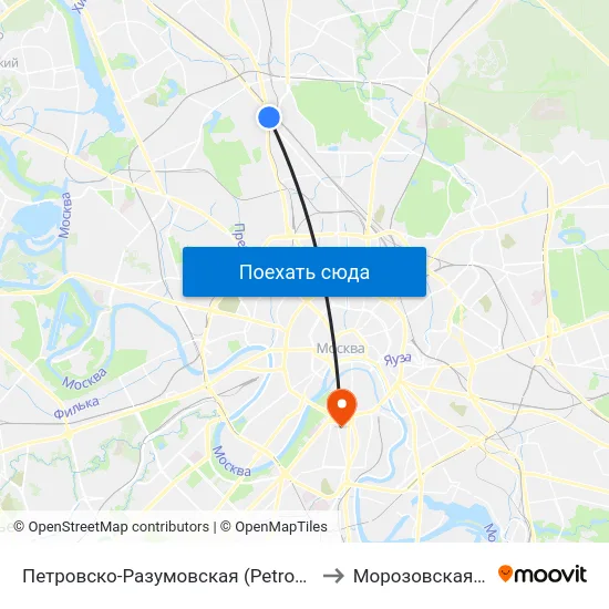 Петровско-Разумовская (Petrovsko-Razumovskaya) to Морозовская больница map