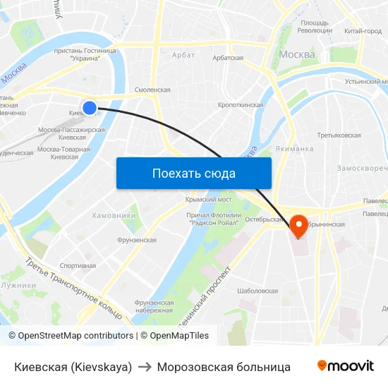 Киевская (Kievskaya) to Морозовская больница map