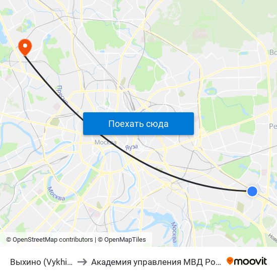 Выхино (Vykhino) to Академия управления МВД России map