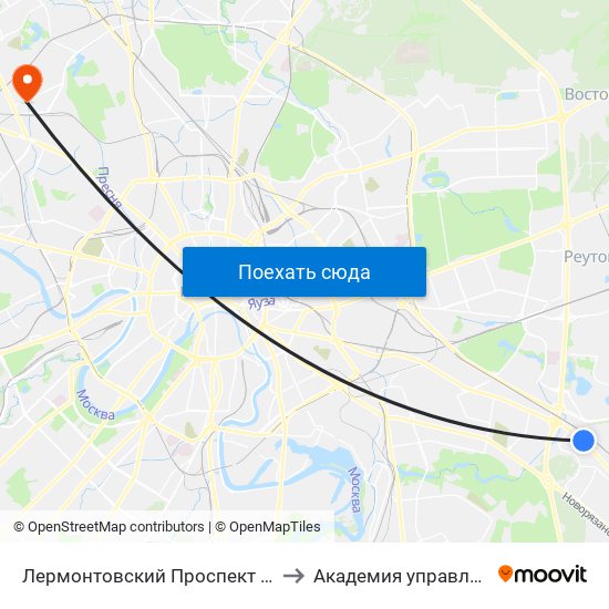 Лермонтовский Проспект (Lermontovsky Prospekt) to Академия управления МВД России map