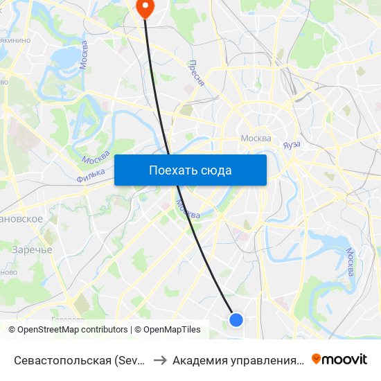 Севастопольская (Sevastopolskaya) to Академия управления МВД России map