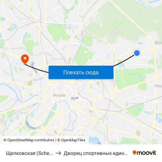 Щелковская (Schelkovskaya) to Дворец спортивных единоборств ЦСКА map