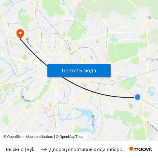 Выхино (Vykhino) to Дворец спортивных единоборств ЦСКА map