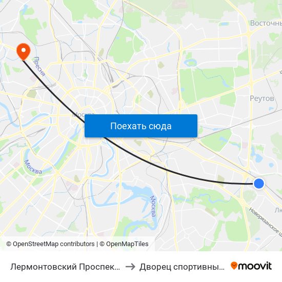 Лермонтовский Проспект (Lermontovsky Prospekt) to Дворец спортивных единоборств ЦСКА map