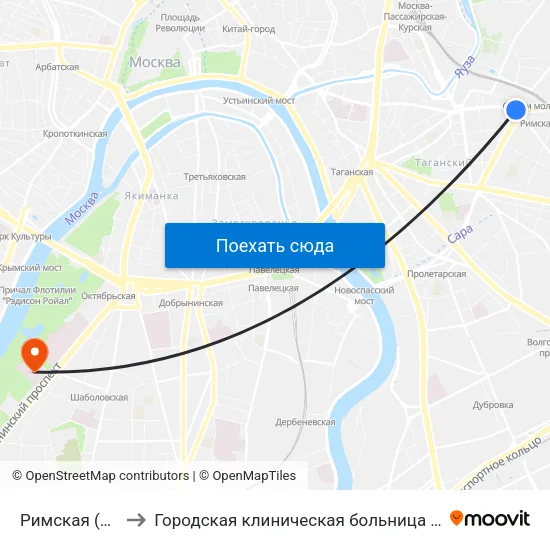 Римская (Rimskaya) to Городская клиническая больница № 1 им. Н. И. Пирогова map