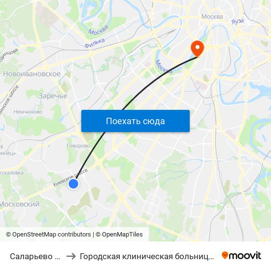Саларьево (Salaryevo) to Городская клиническая больница № 1 им. Н. И. Пирогова map