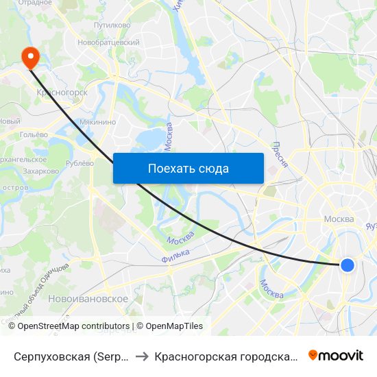 Серпуховская (Serpukhovskaya) to Красногорская городская больница №1 map