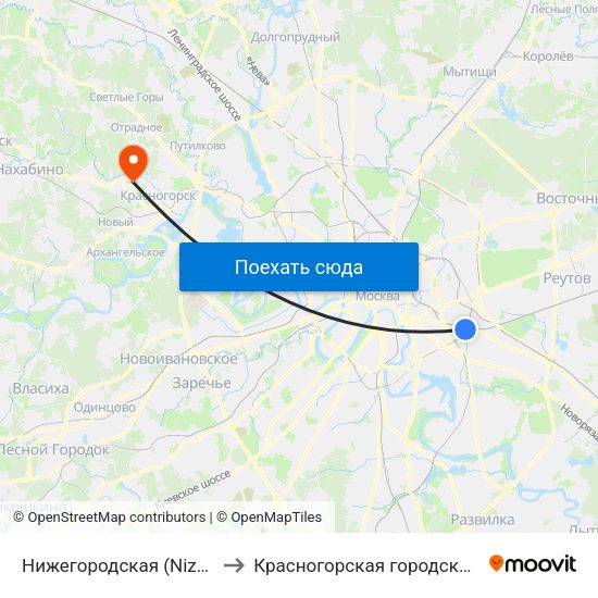 Нижегородская (Nizhegorodskaya) to Красногорская городская больница №1 map