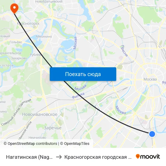 Нагатинская (Nagatinskaya) to Красногорская городская больница №1 map