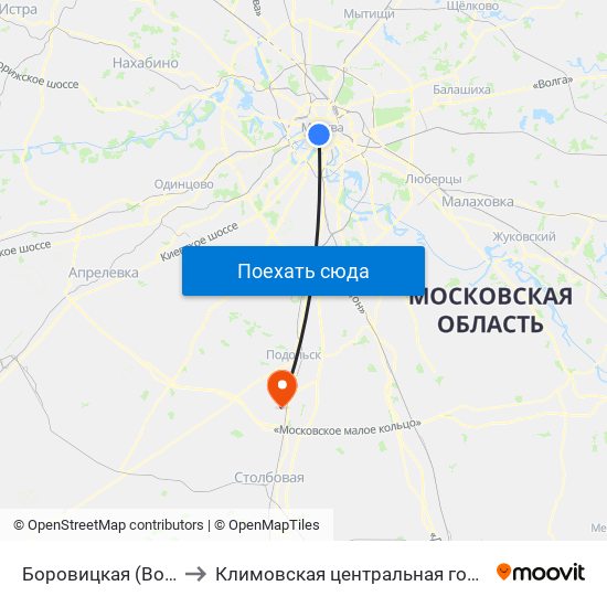 Боровицкая (Borovitskaya) to Климовская центральная городская больница map