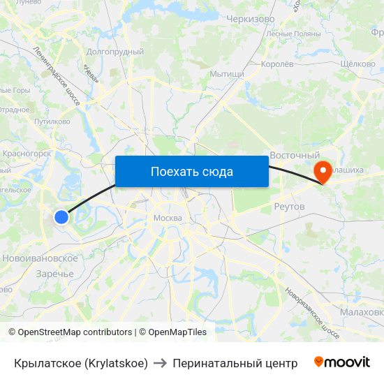 Крылатское (Krylatskoe) to Перинатальный центр map