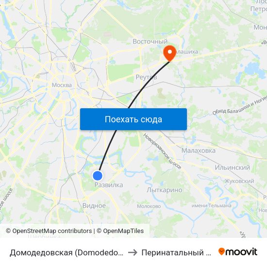 Домодедовская (Domodedovskaya) to Перинатальный центр map