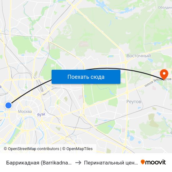 Баррикадная (Barrikadnaya) to Перинатальный центр map