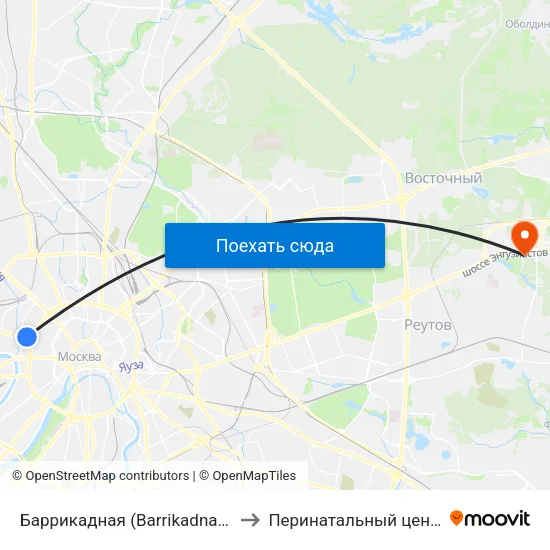 Баррикадная (Barrikadnaya) to Перинатальный центр map