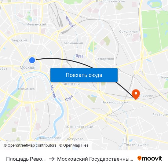 Площадь Революции (Ploschad Revolyutsii) to Московский Государственный Гуманитарный Университет Имени М. А. Шолохова map