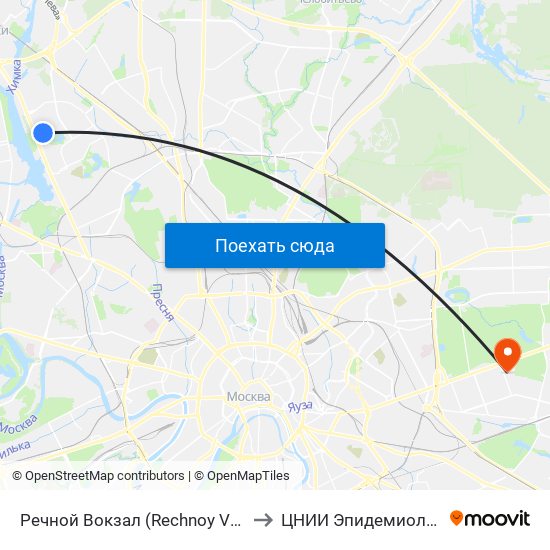 Речной Вокзал (Rechnoy Vokzal) to ЦНИИ Эпидемиологии map