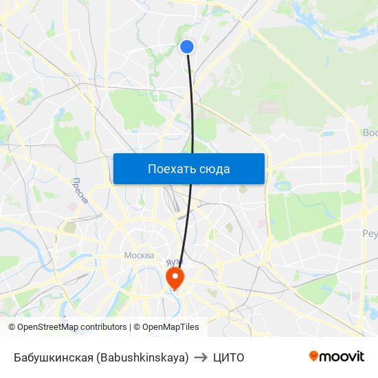 Бабушкинская (Babushkinskaya) to ЦИТО map