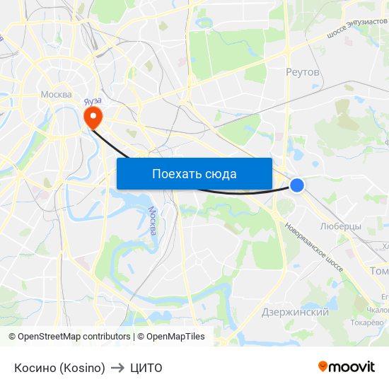 Косино (Kosino) to ЦИТО map