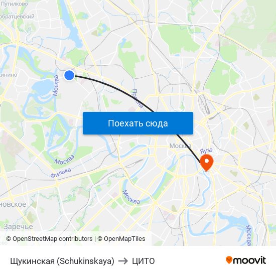 Щукинская (Schukinskaya) to ЦИТО map