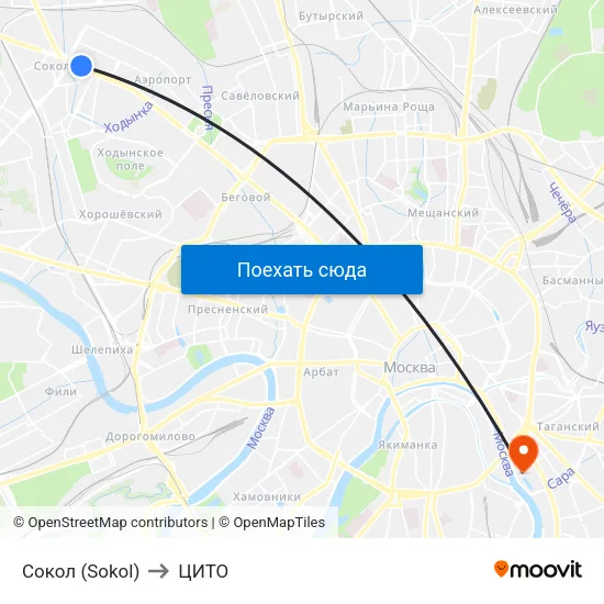 Сокол (Sokol) to ЦИТО map