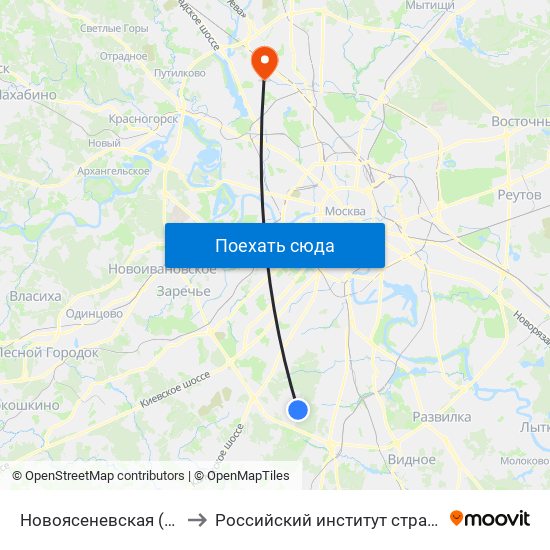 Новоясеневская (Novoyasenevskaya) to Российский институт стратегических исследований map