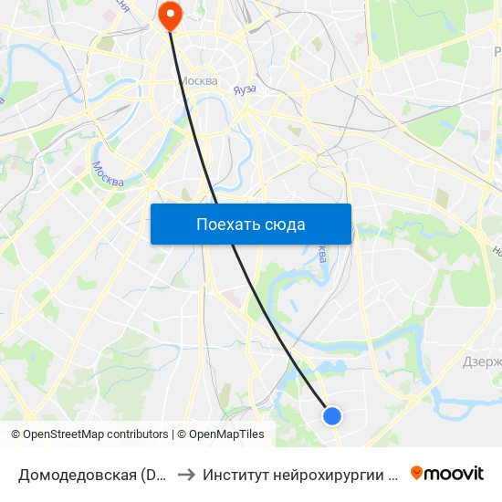 Домодедовская (Domodedovskaya) to Институт нейрохирургии имени Н.Н. Бурденко map