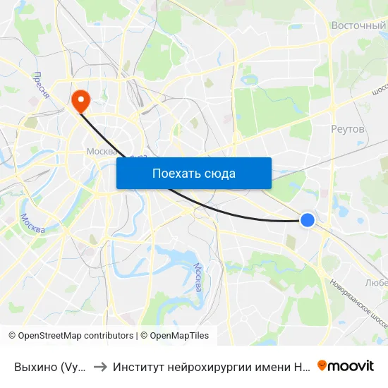 Выхино (Vykhino) to Институт нейрохирургии имени Н.Н. Бурденко map
